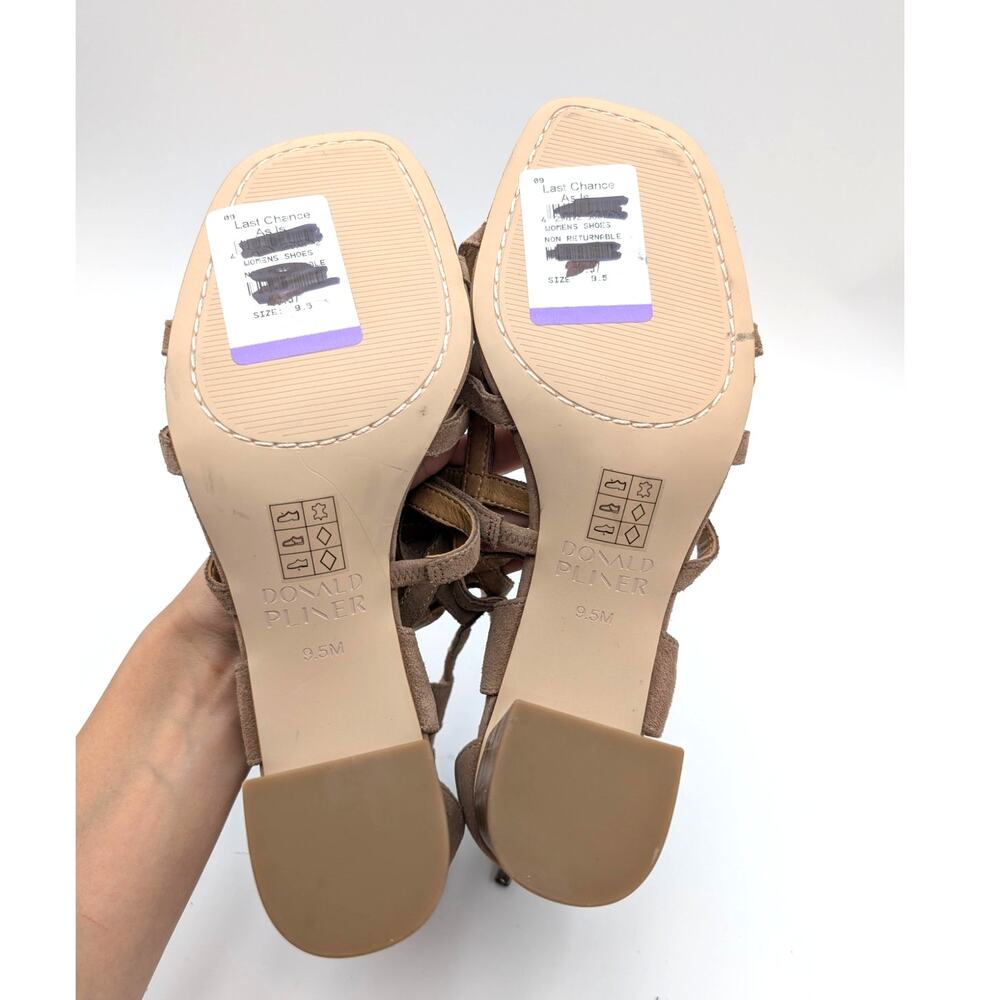 Donald Pliner Poeme Block Heel Sandal Women's Tobacco Brown Size US9.5M EU40 - Picture 8 of 10